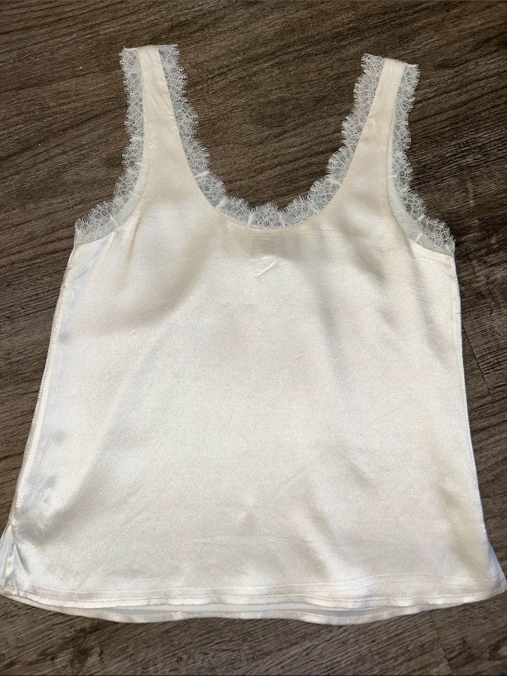 Cami NYC 100% Silk Eyelash Lace Trim Camisole Tank Top Ivory Off White XS - Picture 6 of 8